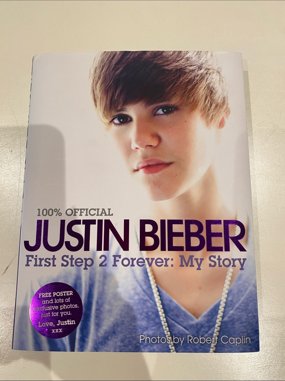 Justin Bieber "First Step 2 Forever: My Story" Book - White & Purple Cover